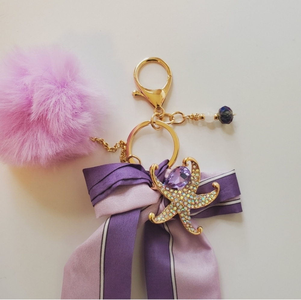 Starfish Pin, Bag Charm Key Ring & Twilly NWOT